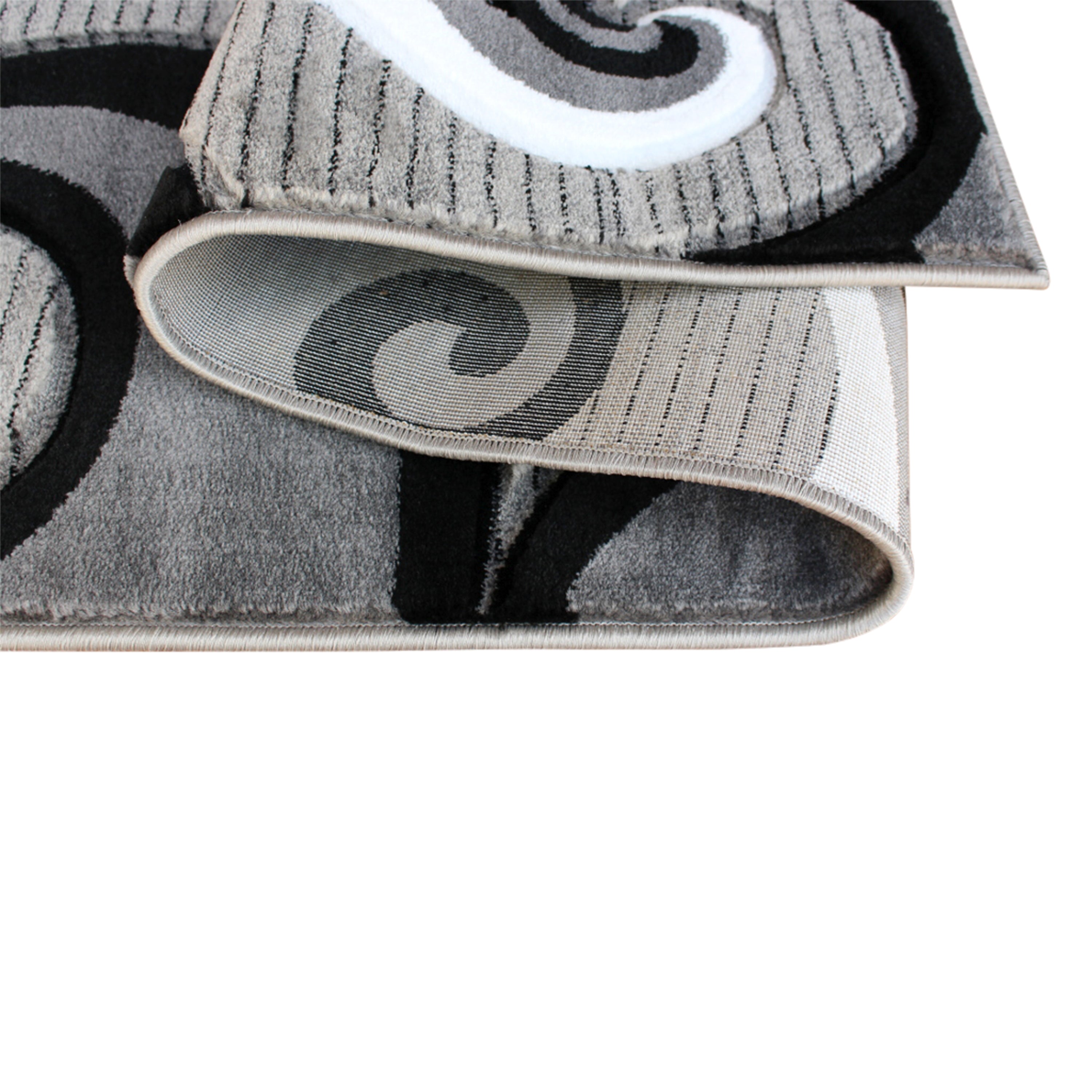 Athos Collection 2' x 7' Gray Abstract Area Rug - Olefin Rug with Jute Backing - Hallway, Entryway, or Bedroom