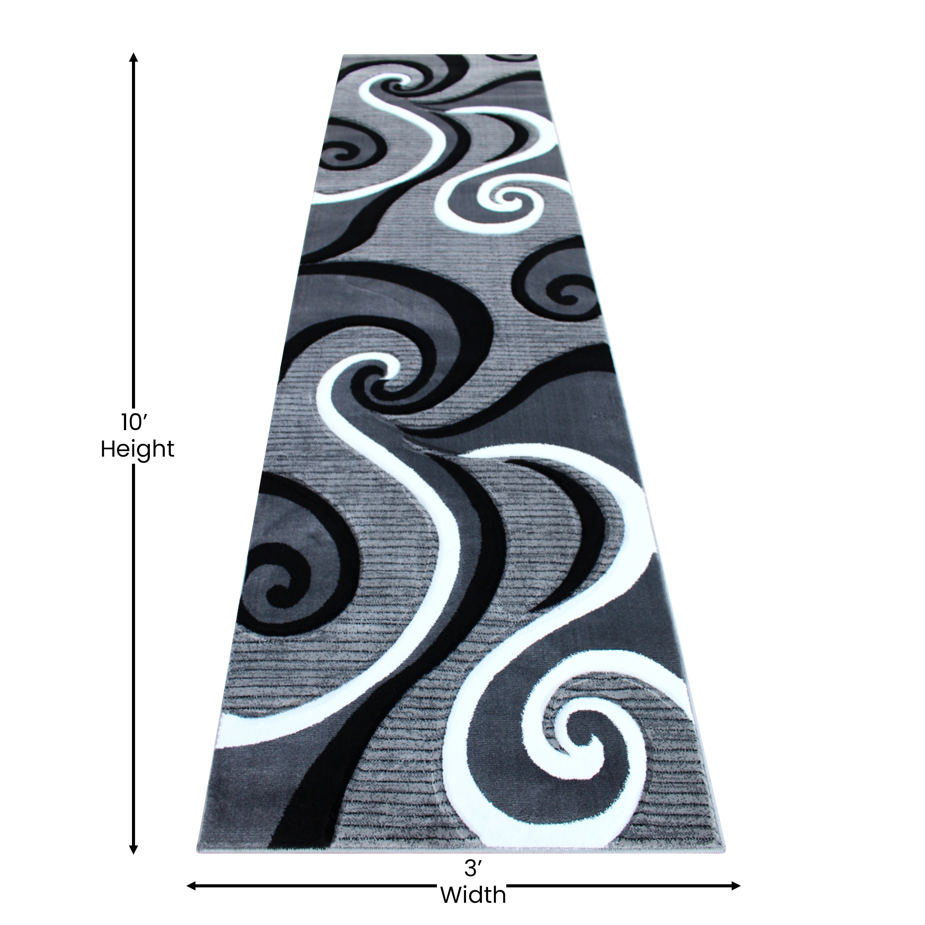 Athos Collection 3' x 10' Gray Abstract Area Rug - Olefin Rug with Jute Backing - Hallway, Entryway, or Bedroom