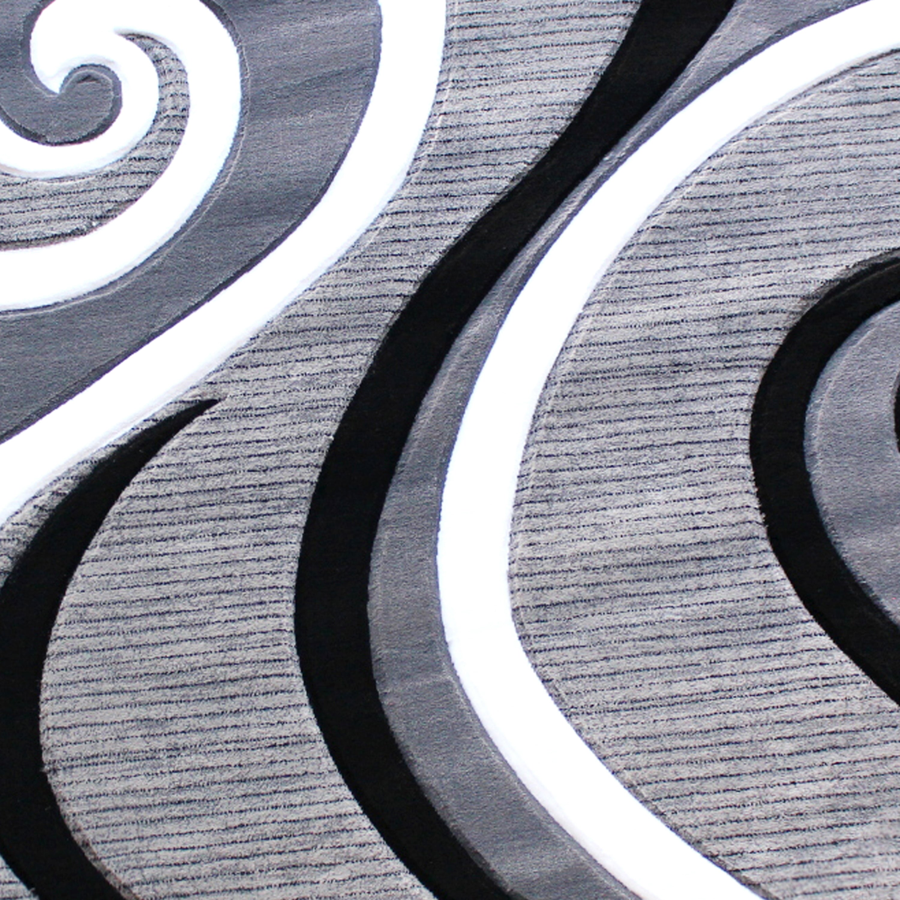 Athos Collection 3' x 10' Gray Abstract Area Rug - Olefin Rug with Jute Backing - Hallway, Entryway, or Bedroom