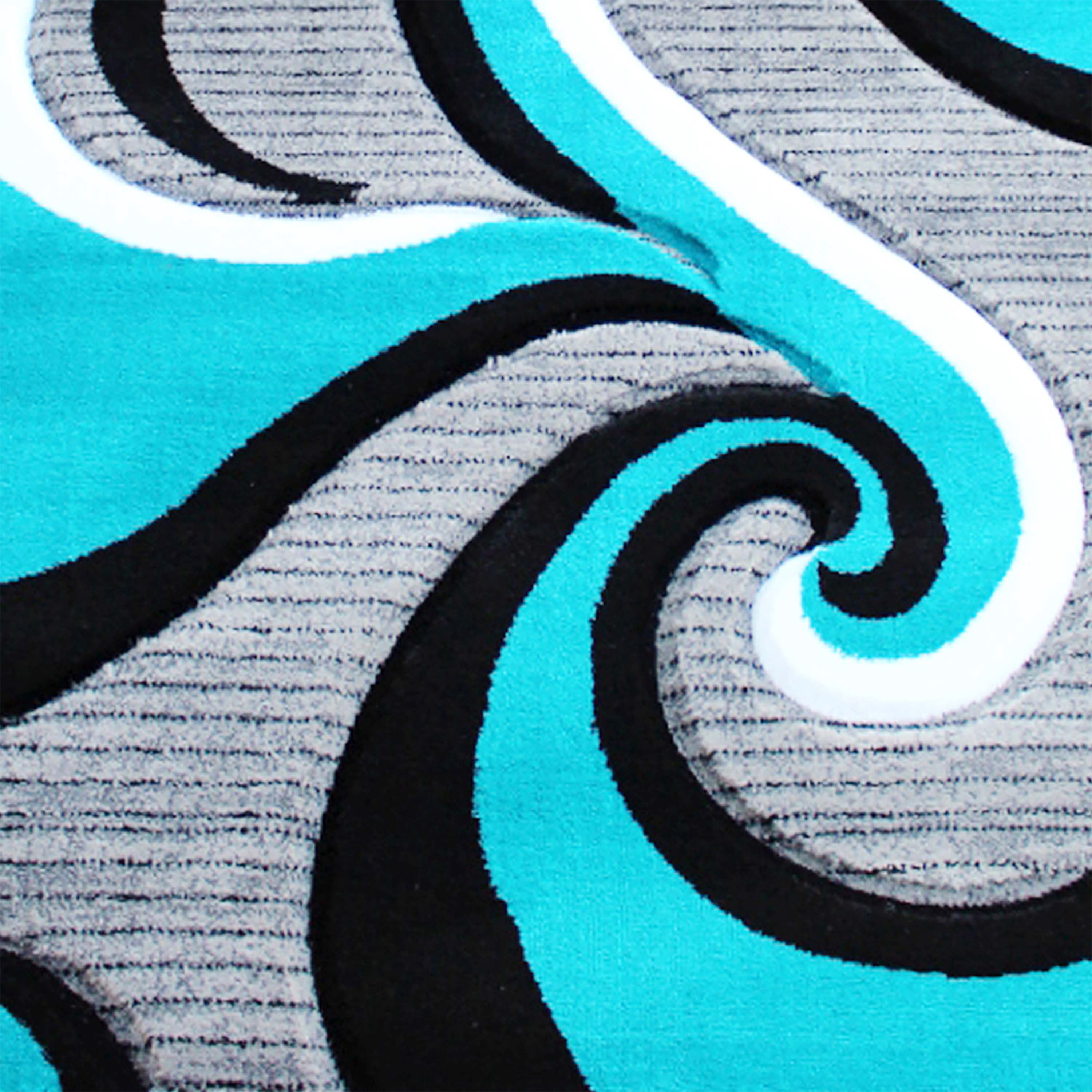 Athos Collection 3' x 10' Turquoise Abstract Area Rug - Olefin Rug with Jute Backing - Hallway, Entryway, or Bedroom