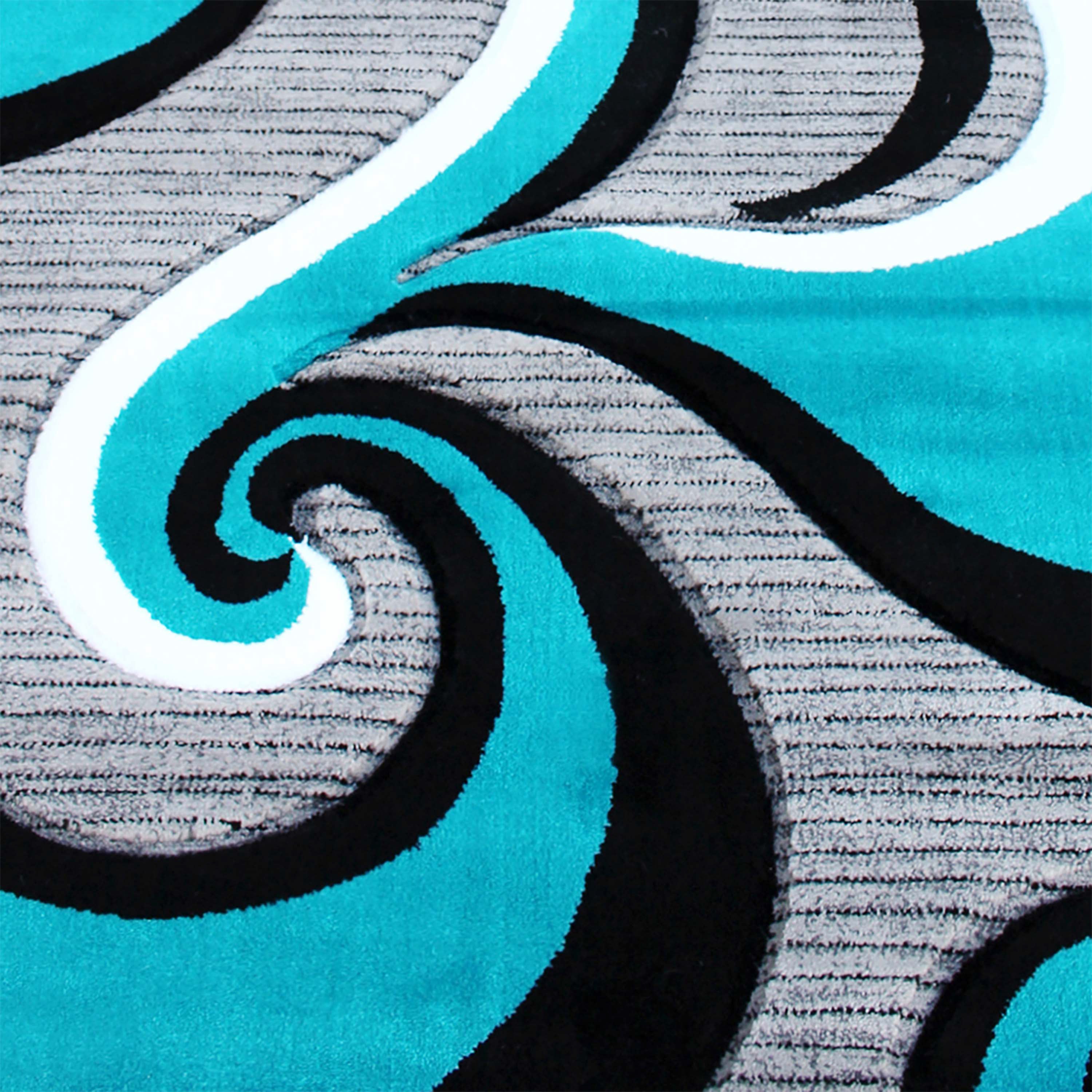 Athos Collection 3' x 16' Turquoise Abstract Area Rug - Olefin Rug with Jute Backing - Hallway, Entryway, or Bedroom