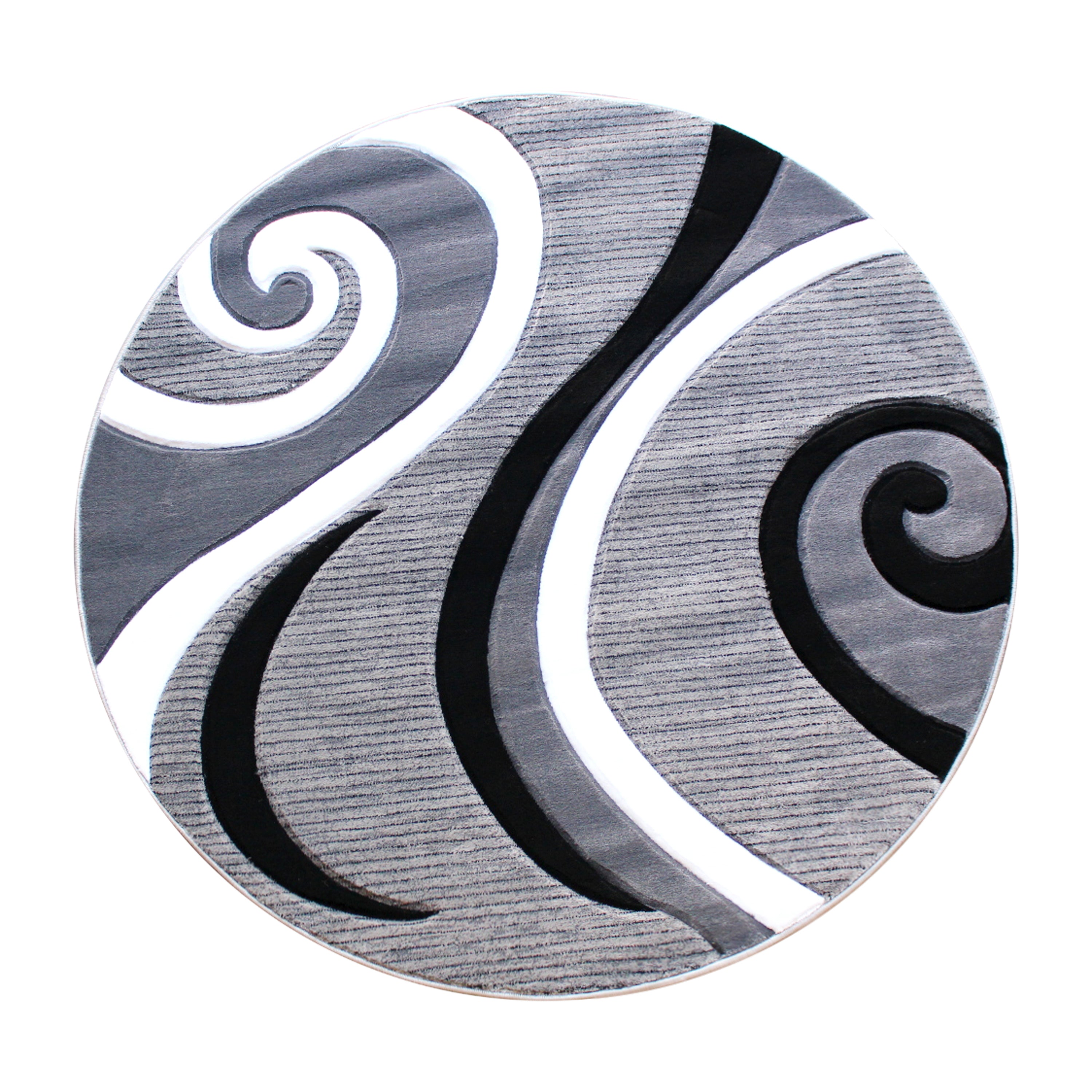 Athos Collection 8' x 8' Gray Abstract Area Rug - Olefin Rug with Jute Backing - Hallway, Entryway, or Bedroom