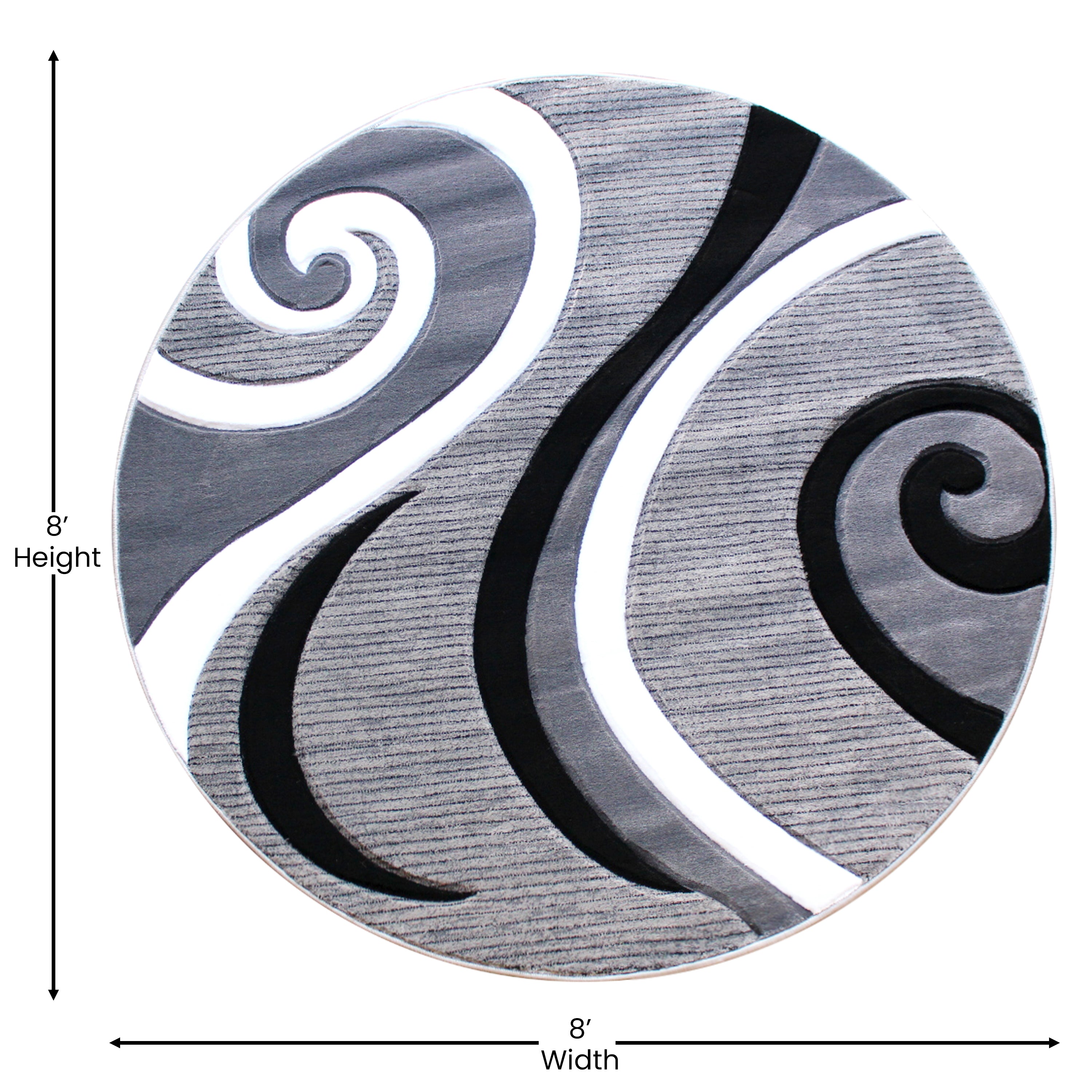 Athos Collection 8' x 8' Gray Abstract Area Rug - Olefin Rug with Jute Backing - Hallway, Entryway, or Bedroom