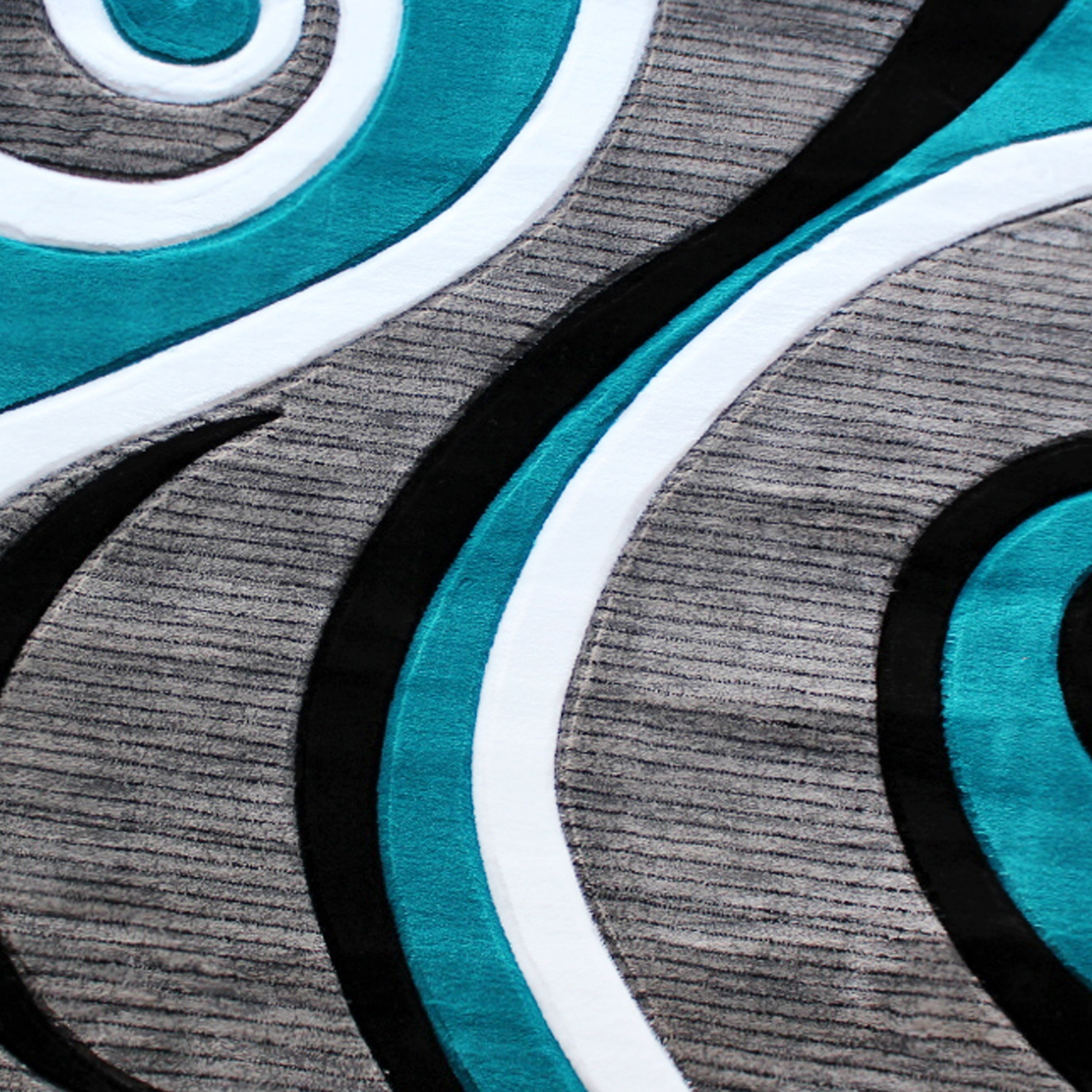 Athos Collection 8' x 8' Turquoise Abstract Area Rug - Olefin Rug with Jute Backing - Hallway, Entryway, or Bedroom
