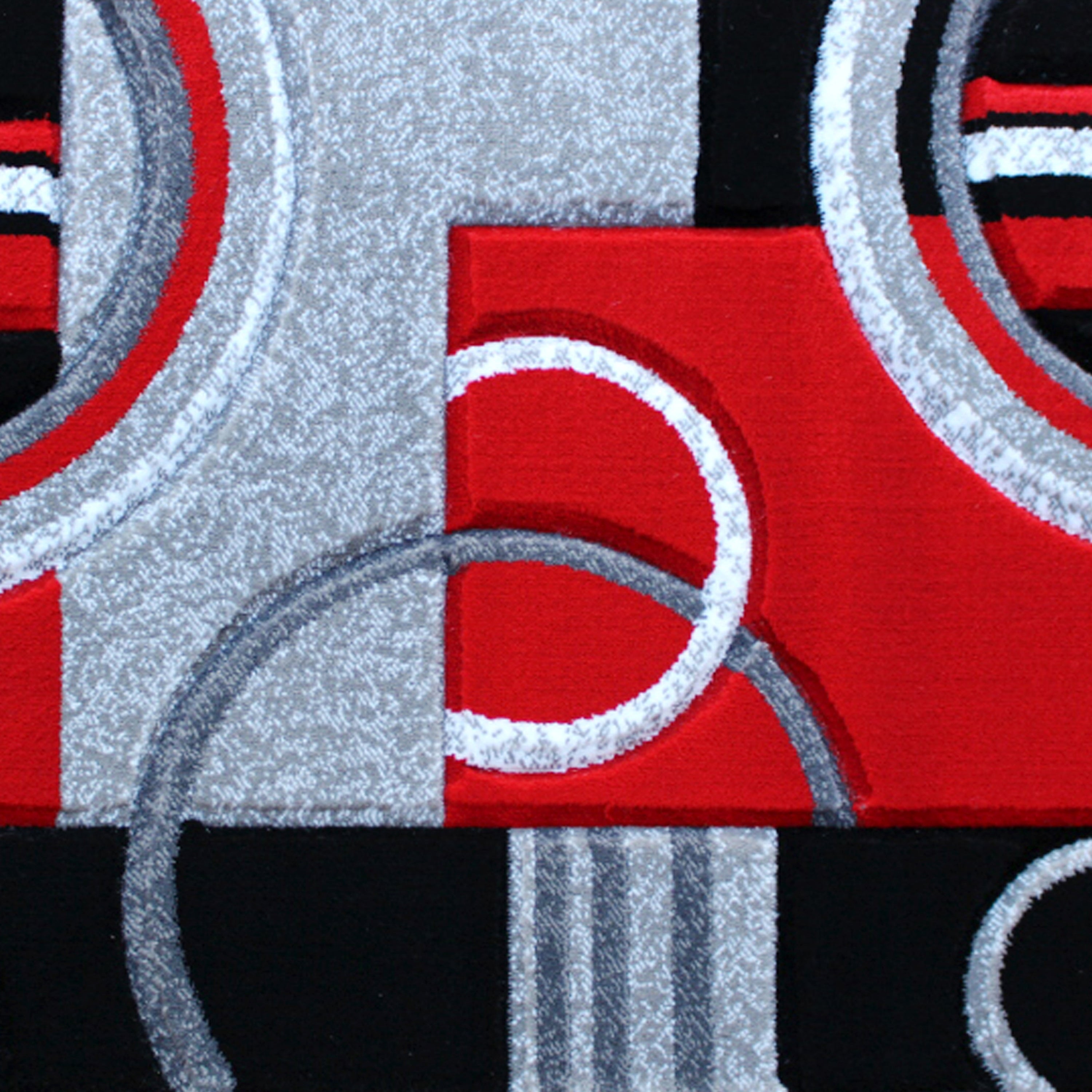 Audra Collection 3' x 10' Red Abstract Area Rug - Olefin Rug with Jute Backing - Entryway, Living Room, or Bedroom