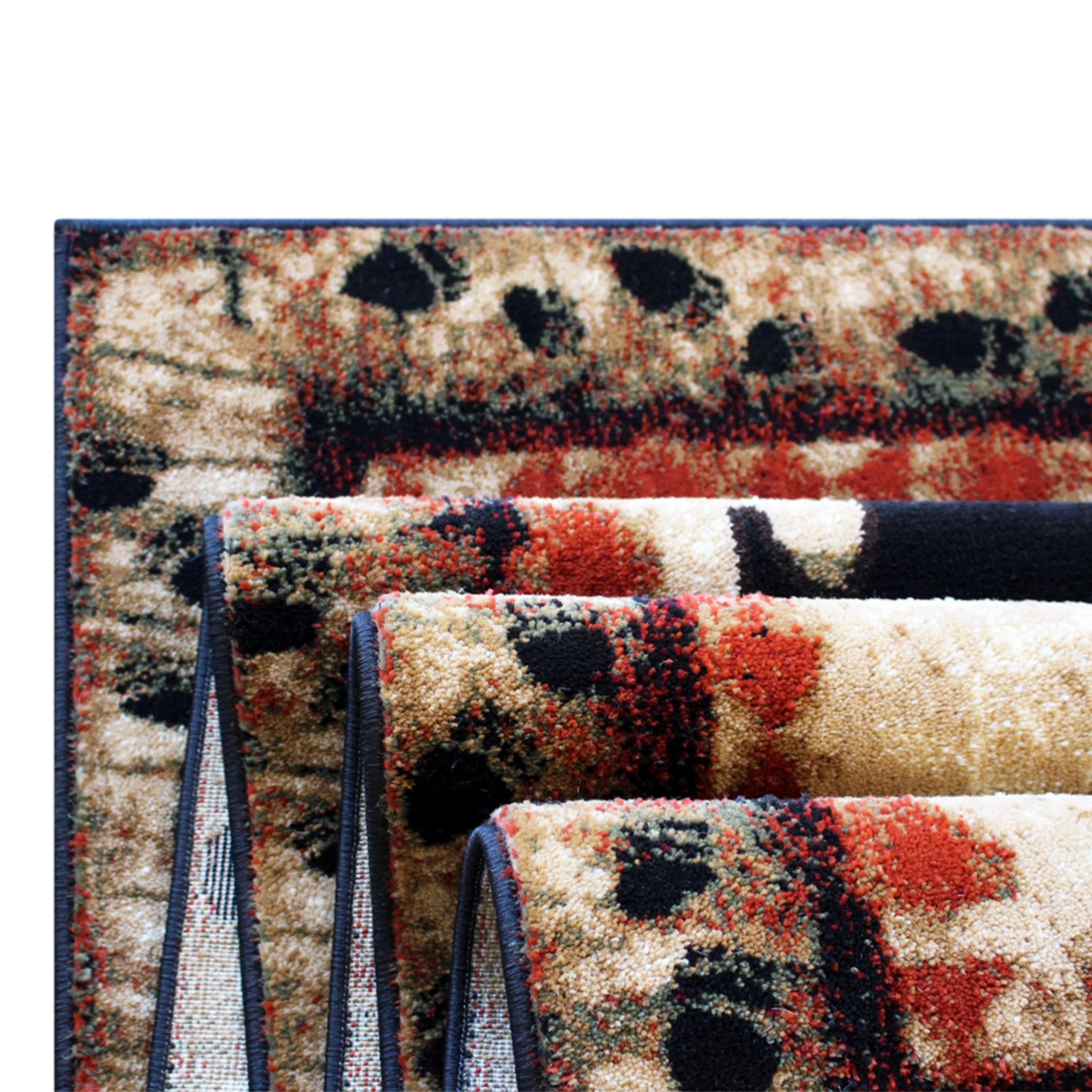 Ursus Collection 3' x 10' Rustic Lodge Wandering Black Bear and Cub Area Rug with Jute Backing