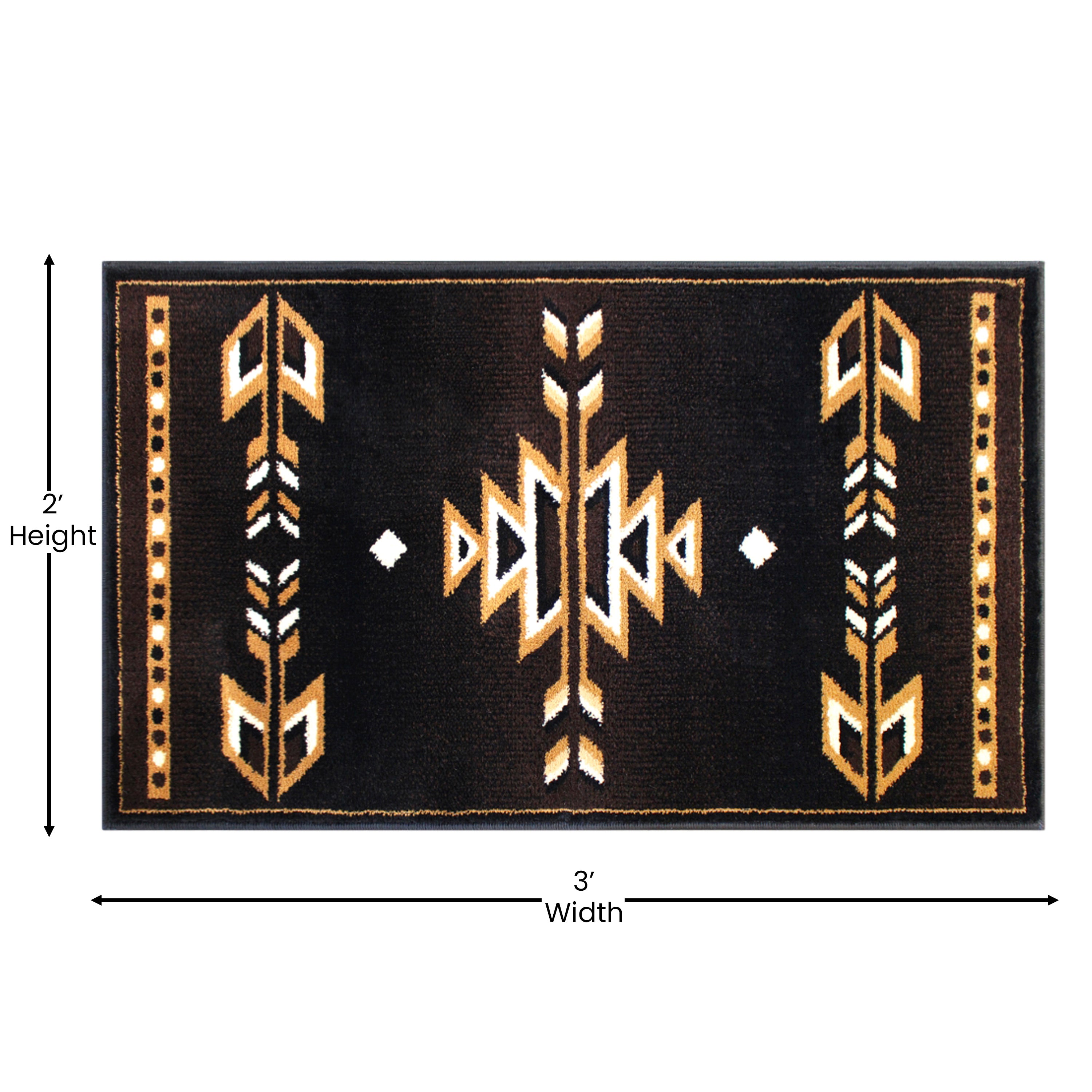Amado Collection Southwestern 2' x 3' Brown Area Rug - Olefin Accent Rug with Jute Backing - Living Room, Bedroom, Entryway