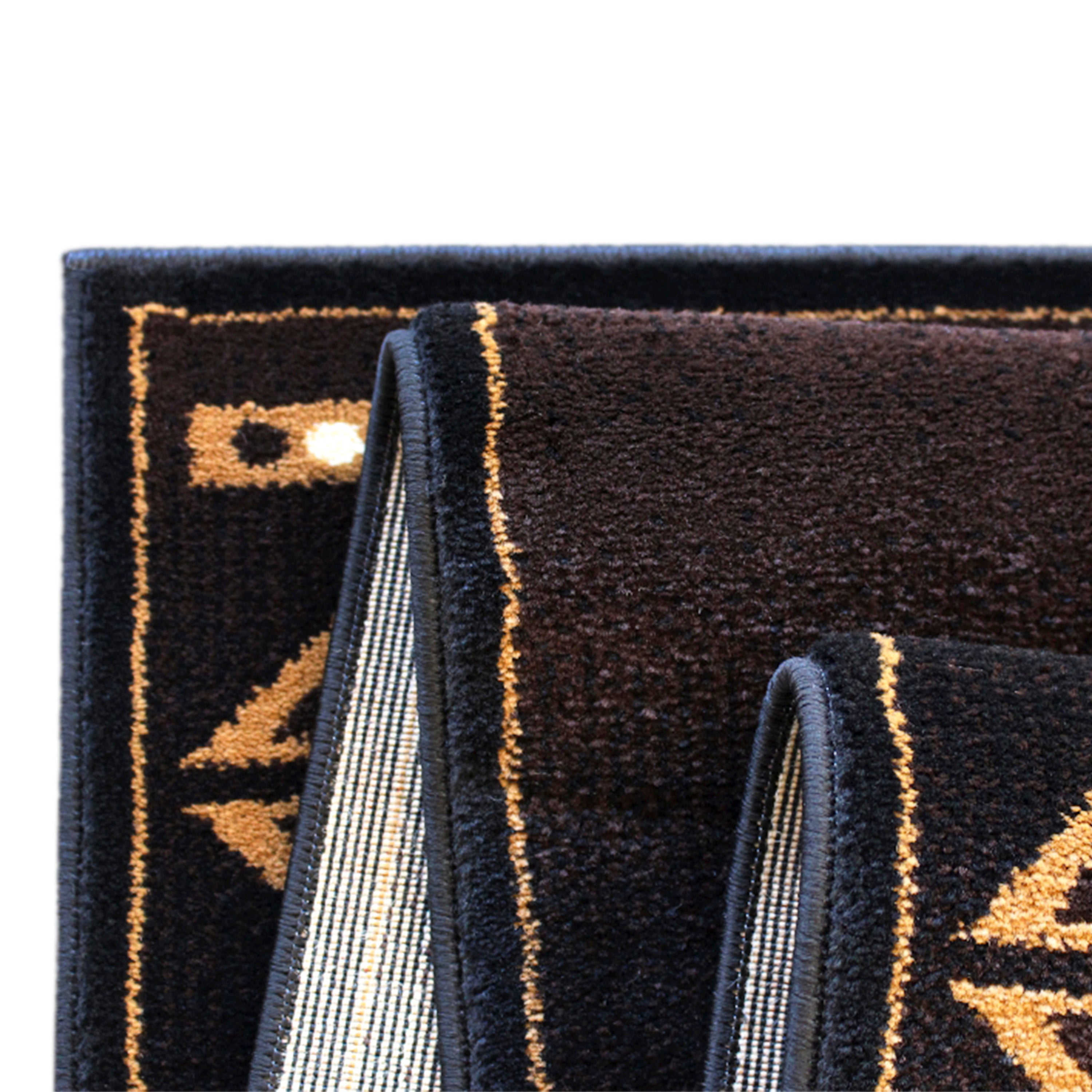 Amado Collection Southwestern 2' x 7' Brown Area Rug - Olefin Accent Rug with Jute Backing - Living Room, Bedroom, Entryway