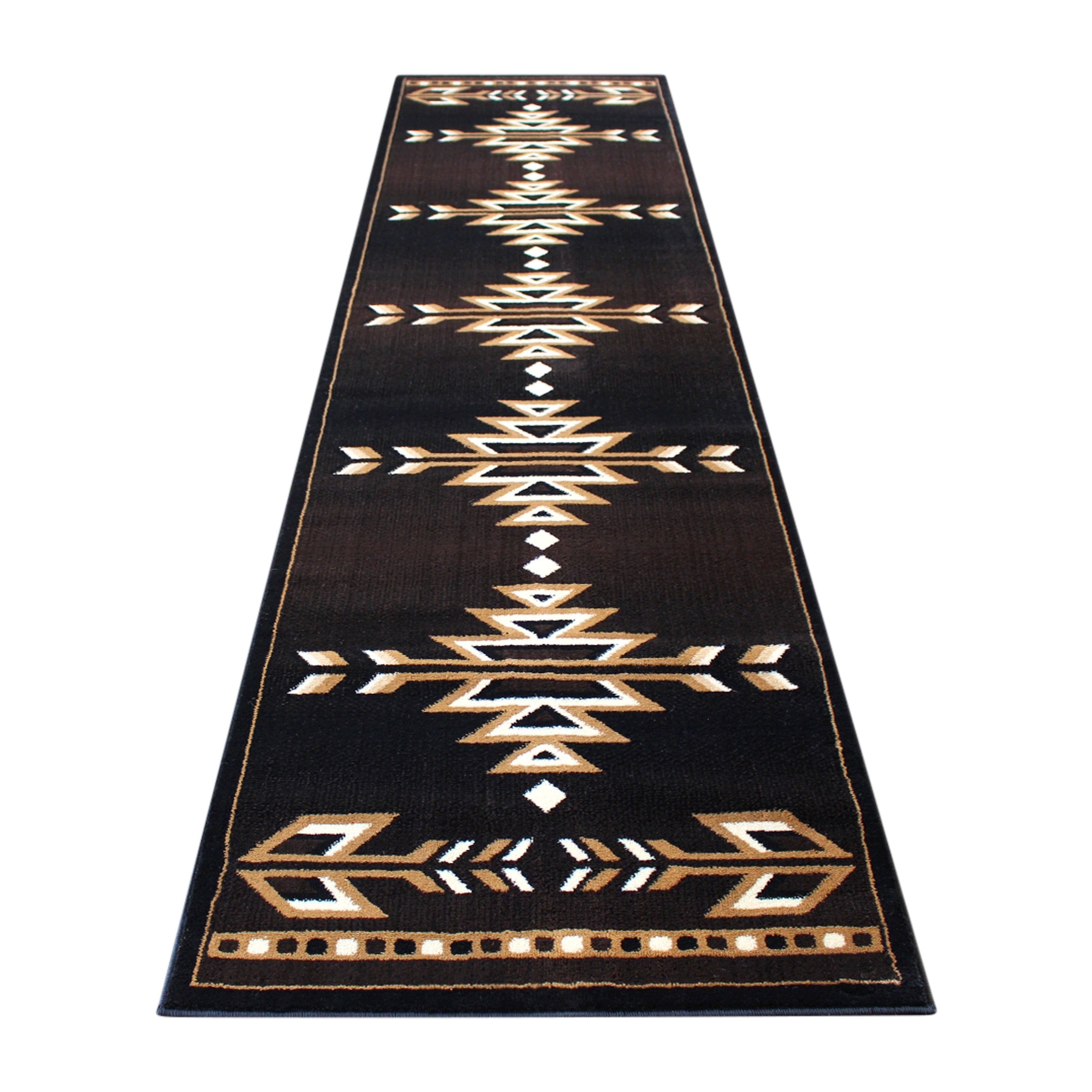 Amado Collection Southwestern 3' x 10' Brown Area Rug - Olefin Accent Rug with Jute Backing - Living Room, Bedroom, Entryway
