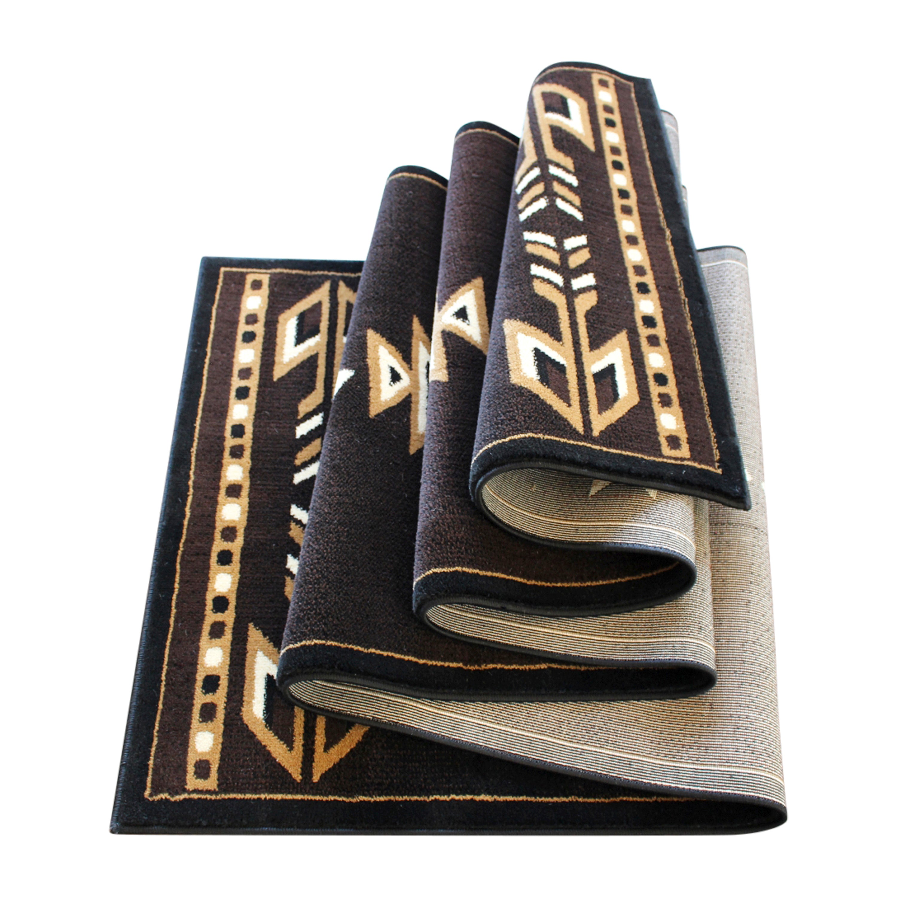 Amado Collection Southwestern 3' x 10' Brown Area Rug - Olefin Accent Rug with Jute Backing - Living Room, Bedroom, Entryway