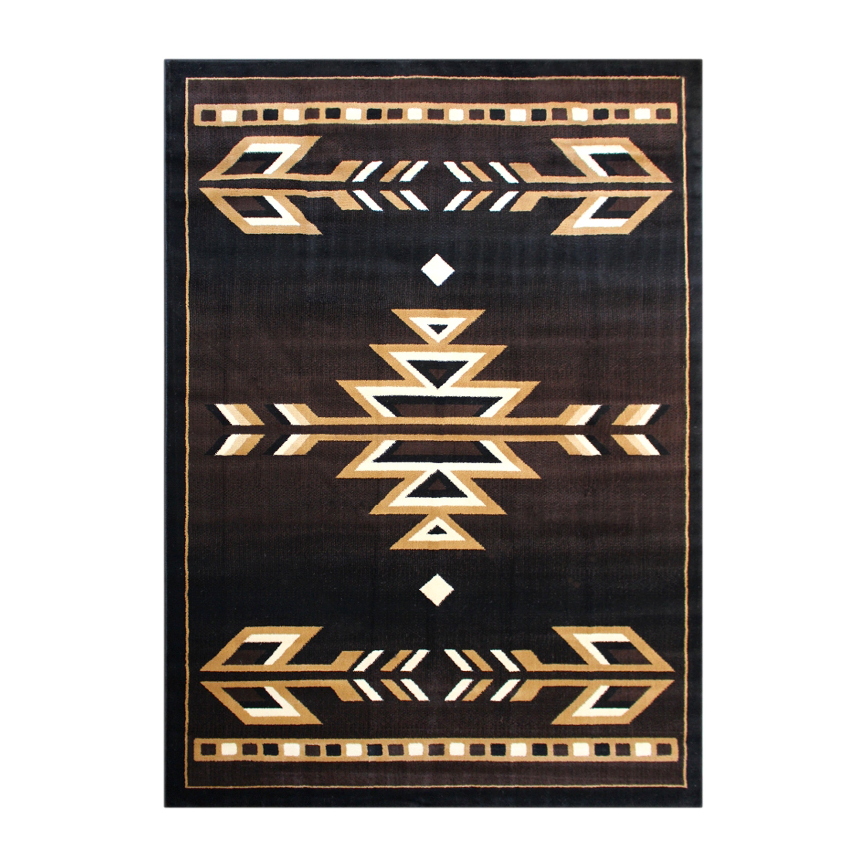 Amado Collection Southwestern 5' x 7' Brown Area Rug - Olefin Accent Rug with Jute Backing - Living Room, Bedroom, Entryway