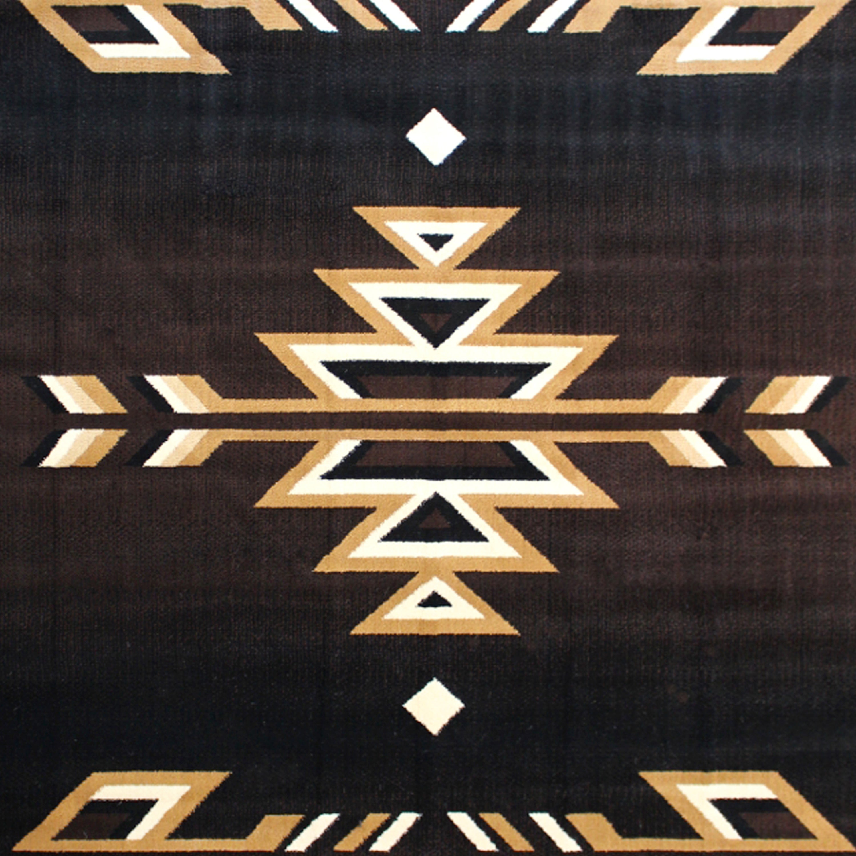Amado Collection Southwestern 5' x 7' Brown Area Rug - Olefin Accent Rug with Jute Backing - Living Room, Bedroom, Entryway