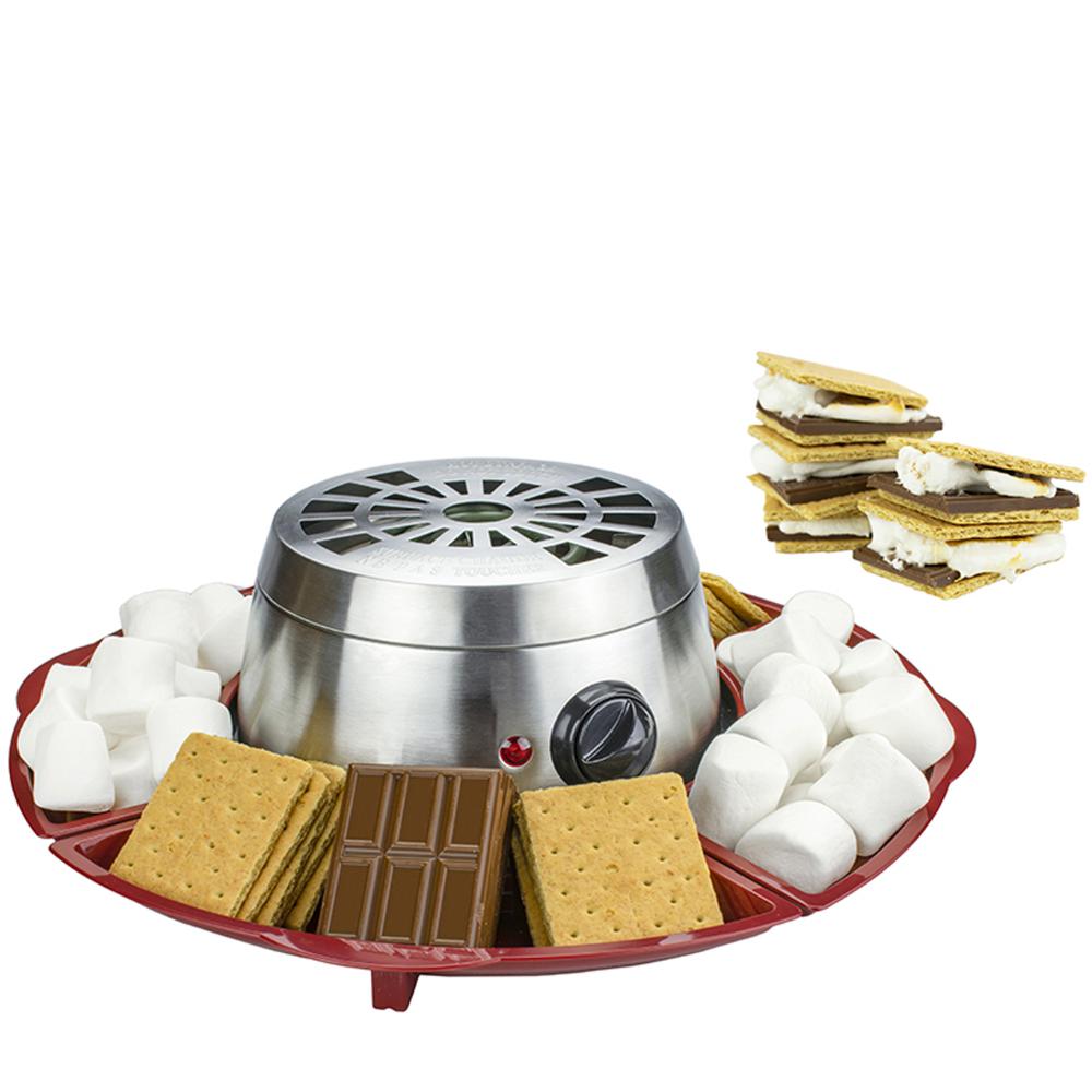 Brentwood Indoor Electric Stainless Steel S’mores Maker with 4 Trays and 4 Roasting Forks