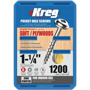 Kreg #8 1-1/4 In. Coarse Maxi-Loc Washer Head Zinc Pocket Hole Screw (1200 Ct.)
