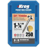 Kreg #8 1-1/4 In. Coarse Maxi-Loc Washer Head Zinc Pocket Hole Screw (250 Ct.)