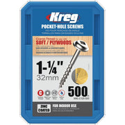 Kreg #8 1-1/4 In. Coarse Maxi-Loc Washer Head Zinc Pocket Hole Screw (500 Ct.)