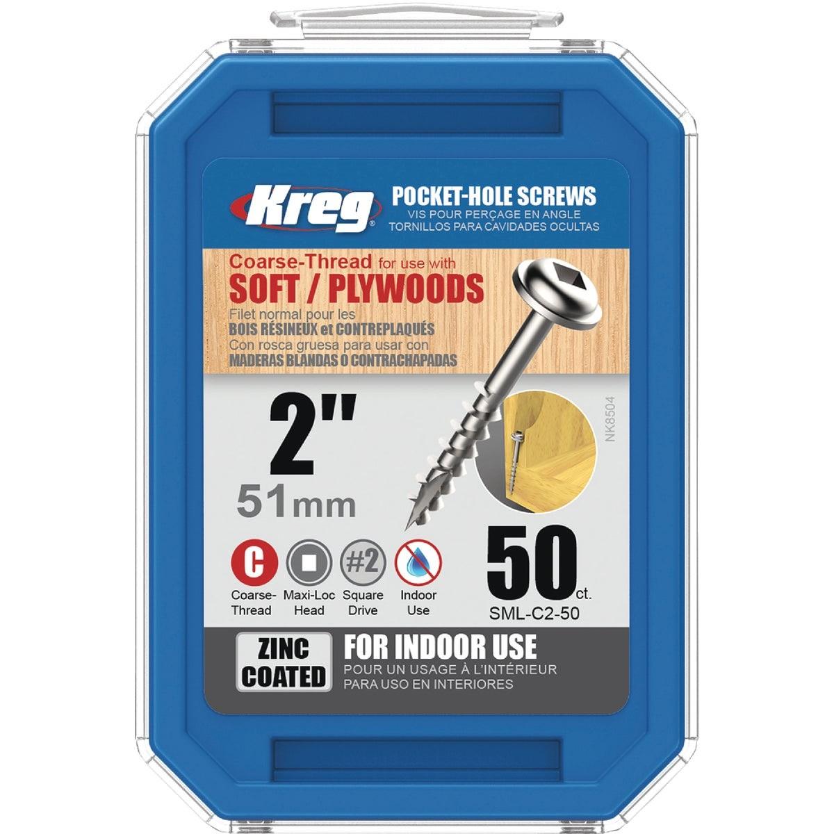 Kreg #8 2 In. Coarse Maxi-Loc Washer Head Zinc Pocket Hole Screw (50 Ct.)