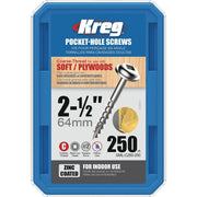 Kreg #8 2-1/2 In. Coarse Maxi-Loc Washer Head Zinc Pocket Hole Screw (250 Ct.)
