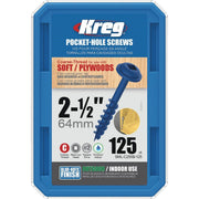 Kreg Blue-Kote #8 2-1/2 In. Coarse Maxi-Loc Washer Head Pocket Hole Screw (125 Ct.)