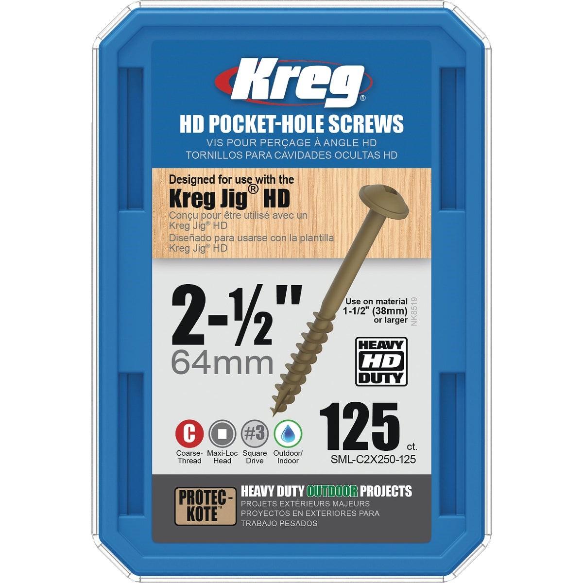 Kreg Jig HD #14 2-1/2 In. Coarse Washer Head Pocket Hole Screw (125 Ct.)