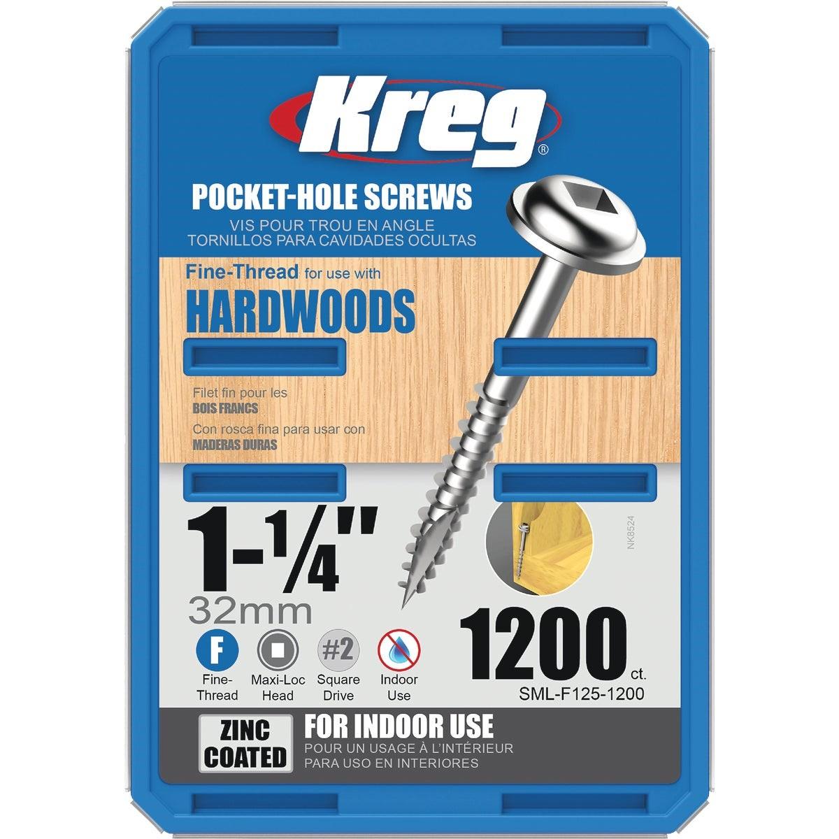 Kreg #7 1-1/4 In. Fine Maxi-Loc Washer Head Zinc Pocket Hole Screw (1200 Ct.)
