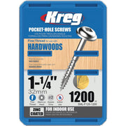 Kreg #7 1-1/4 In. Fine Maxi-Loc Washer Head Zinc Pocket Hole Screw (1200 Ct.)