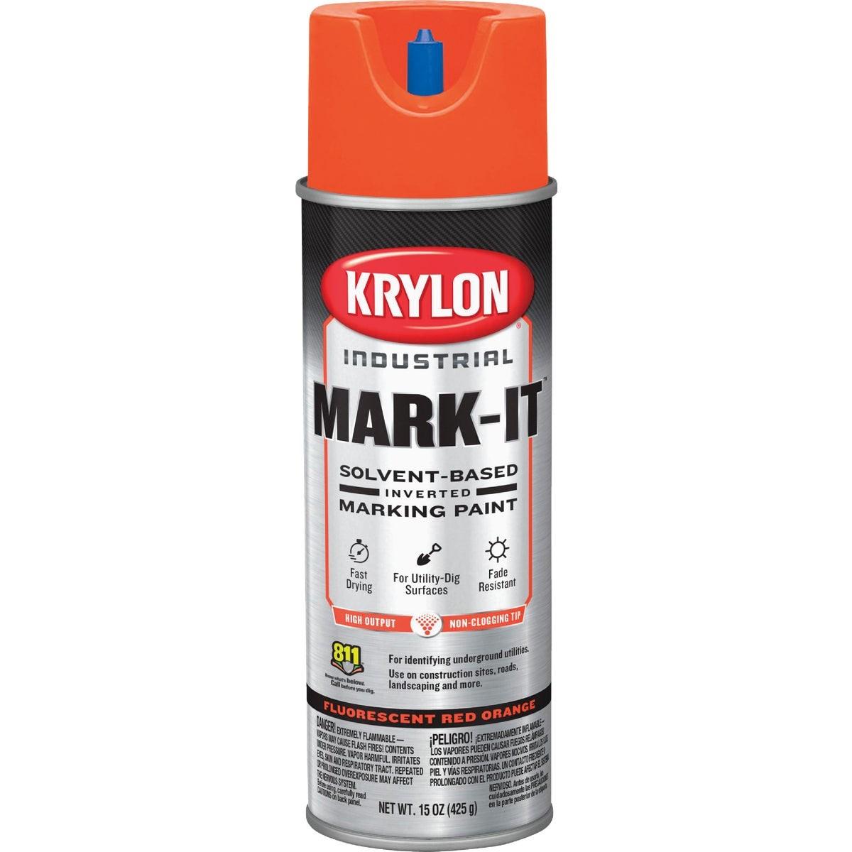 Krylon Mark-It 731008 Industrial SB Fluorescent Red Orange Inverted Marking Paint