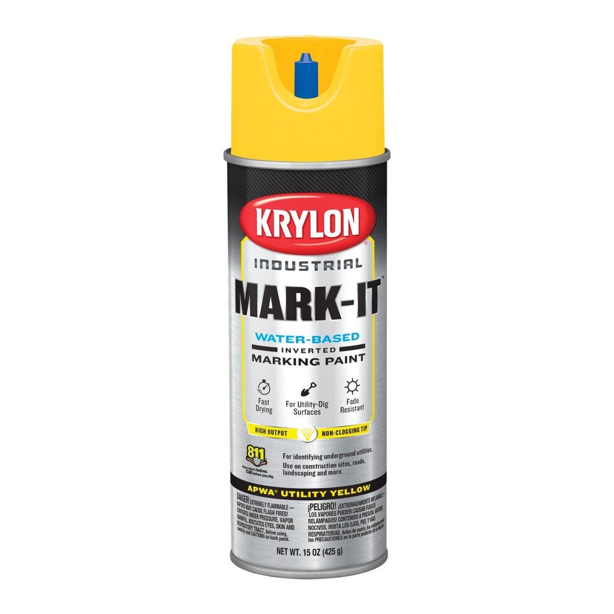 Krylon Mark-It 731708 Industrial WB APWA Utility Yellow Inverted Marking Paint