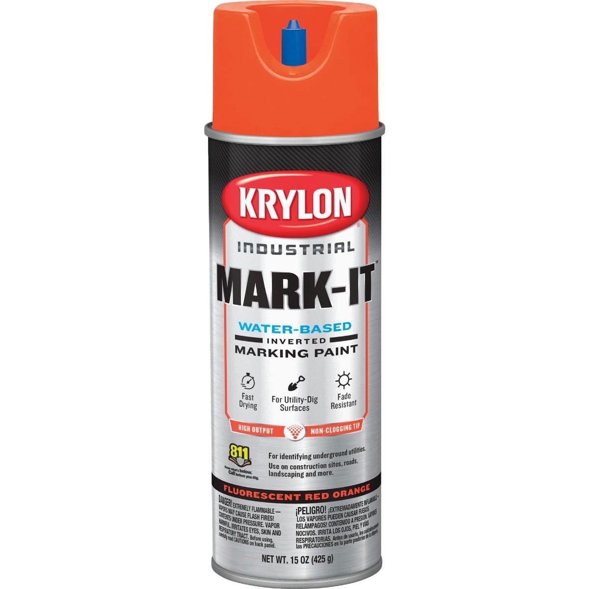 Krylon Mark-It 732108 Industrial WB Fluorescent Red Orange Inverted Marking Paint