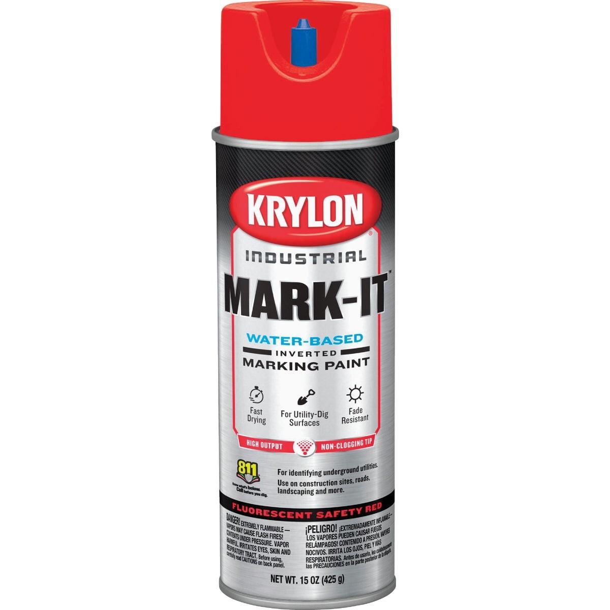 Krylon Mark-It 732408 Industrial WB Fluorescent Red Inverted Marking Paint
