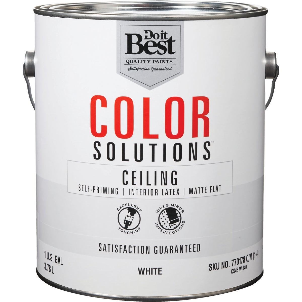 Color Solutions Latex Self-Priming Flat Ceiling Paint, White, 1 Gal.