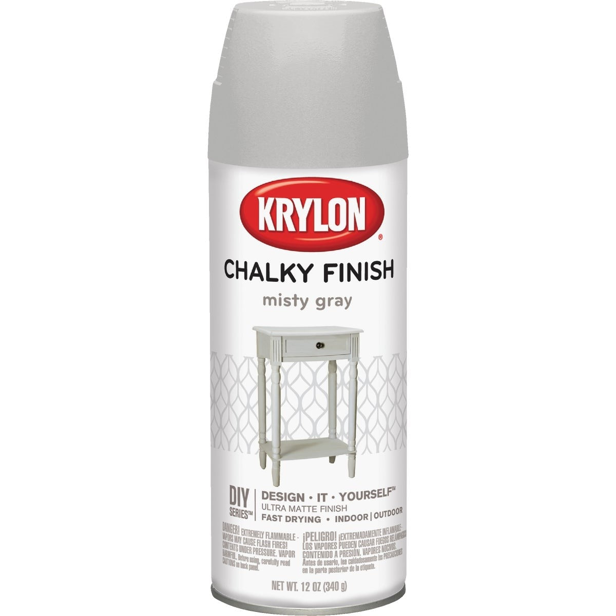 Krylon CHALKY FINISH 12 Oz. Ultra Matte Chalk Spray Paint, Misty Gray