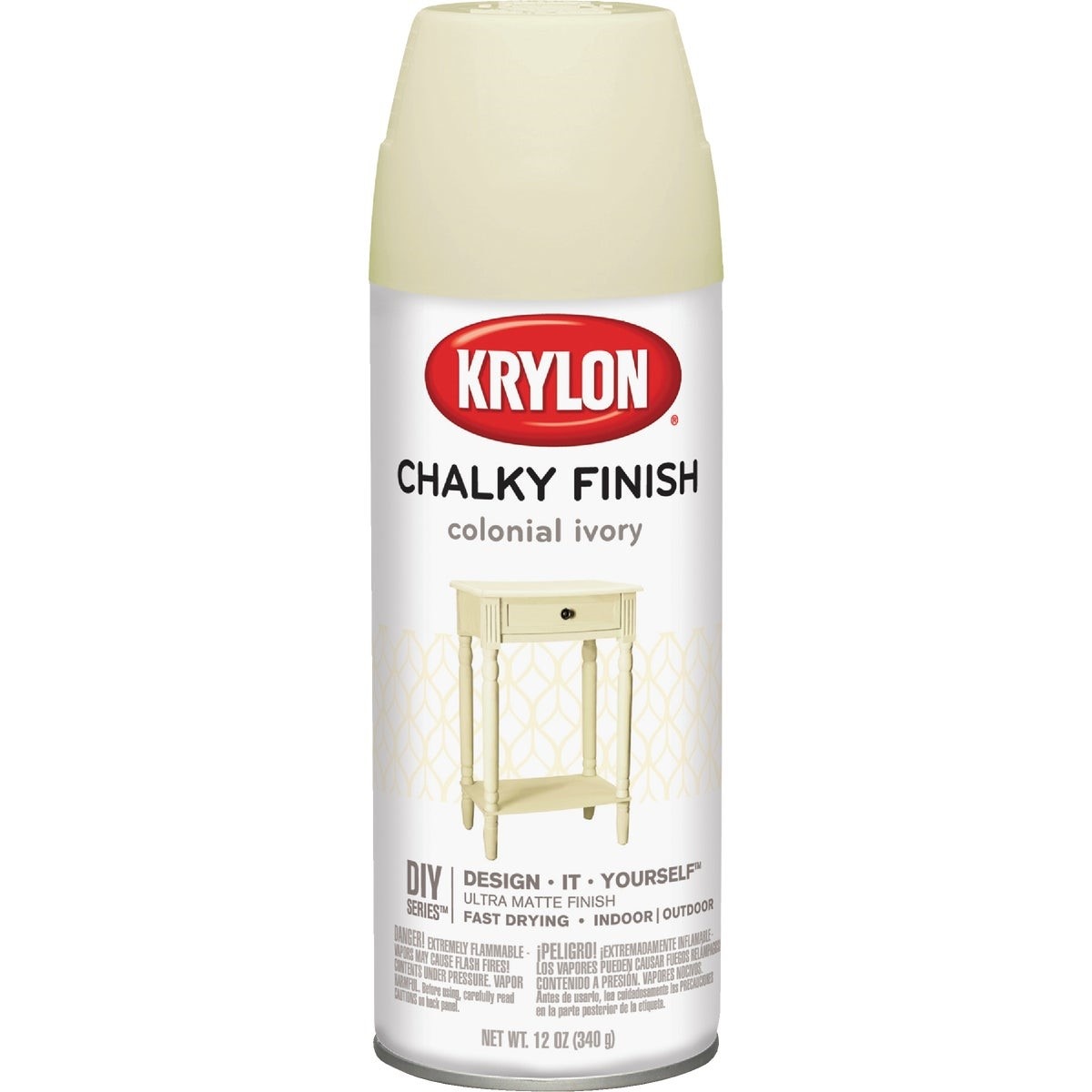 Krylon CHALKY FINISH 12 Oz. Ultra Matte Chalk Spray Paint, Colonial Ivory