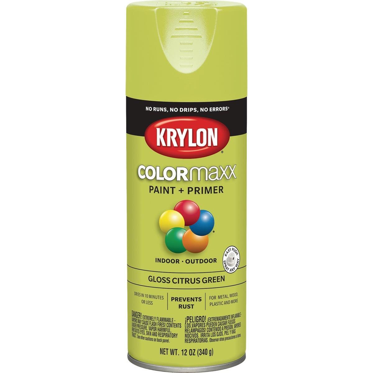 Krylon Colormaxx Gloss Spray Paint & Primer, Citrus Green
