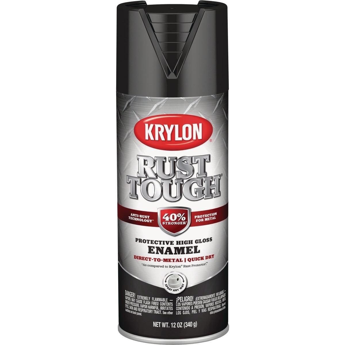 Krylon Rust Tough 12 Oz. Gloss Alkyd Enamel Spray Paint, Black