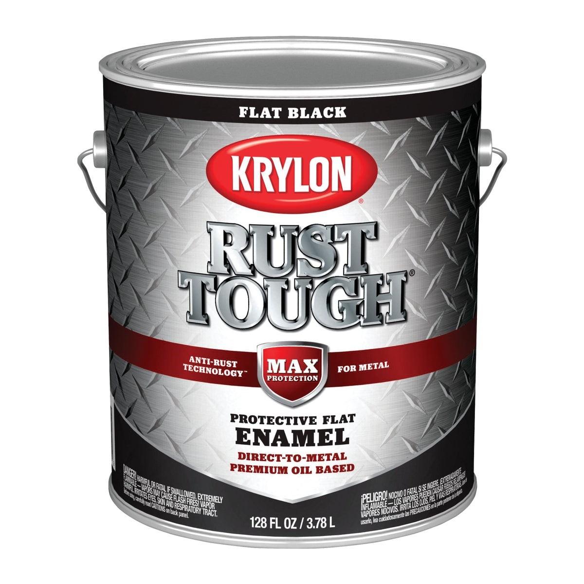 Krylon Rust Tough Oil-Based Flat Rust Control Enamel, Black, 1 Gal.