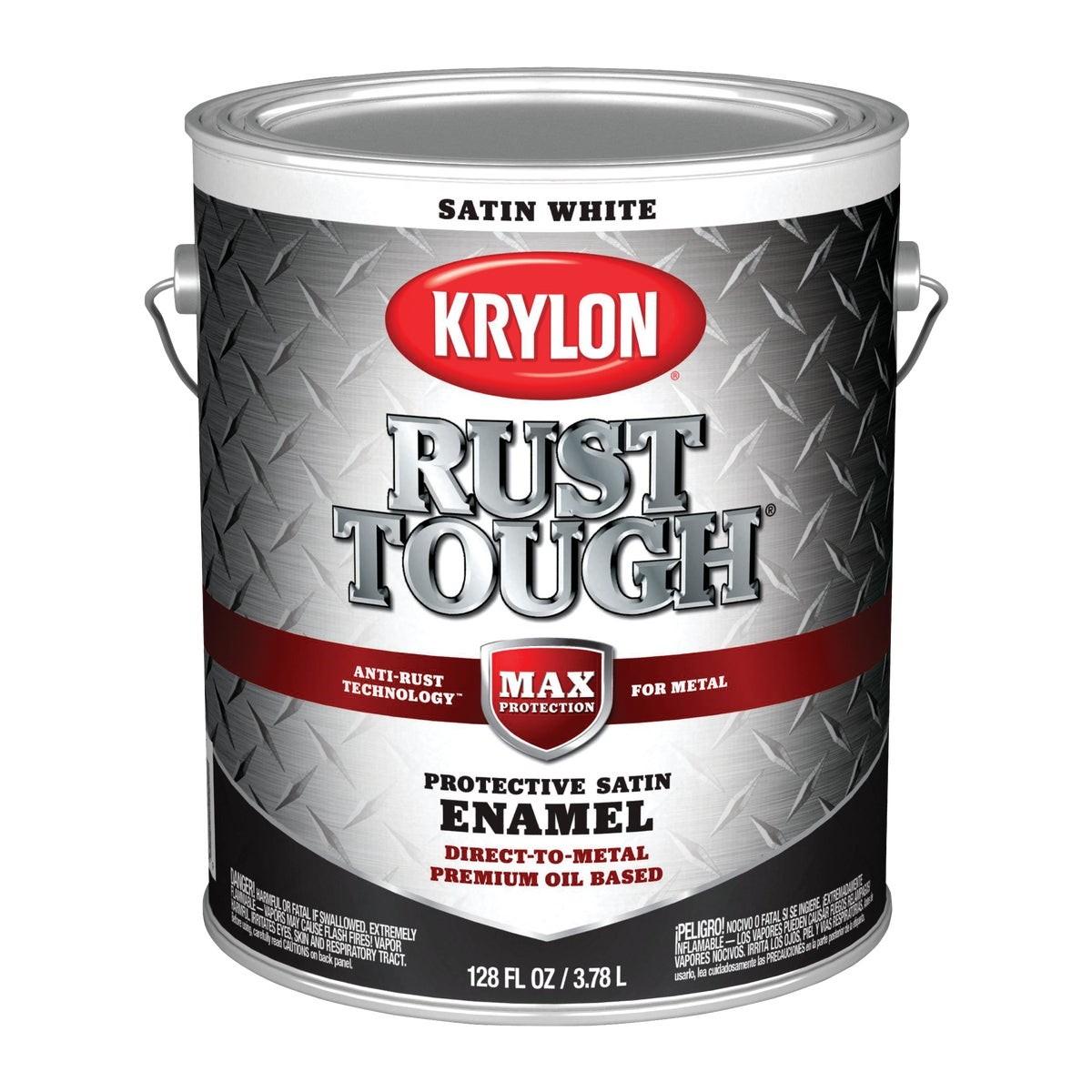 Krylon Rust Tough Oil-Based Satin Rust Control Enamel, White, 1 Gal.
