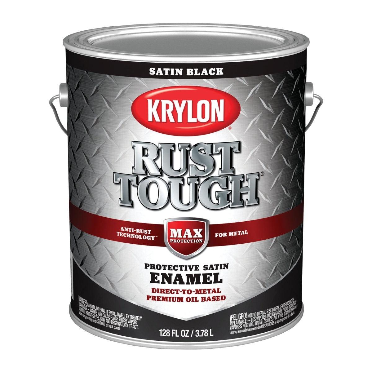 Krylon Rust Tough Oil-Based Satin  Rust Control Enamel, Black, 1 Gal.