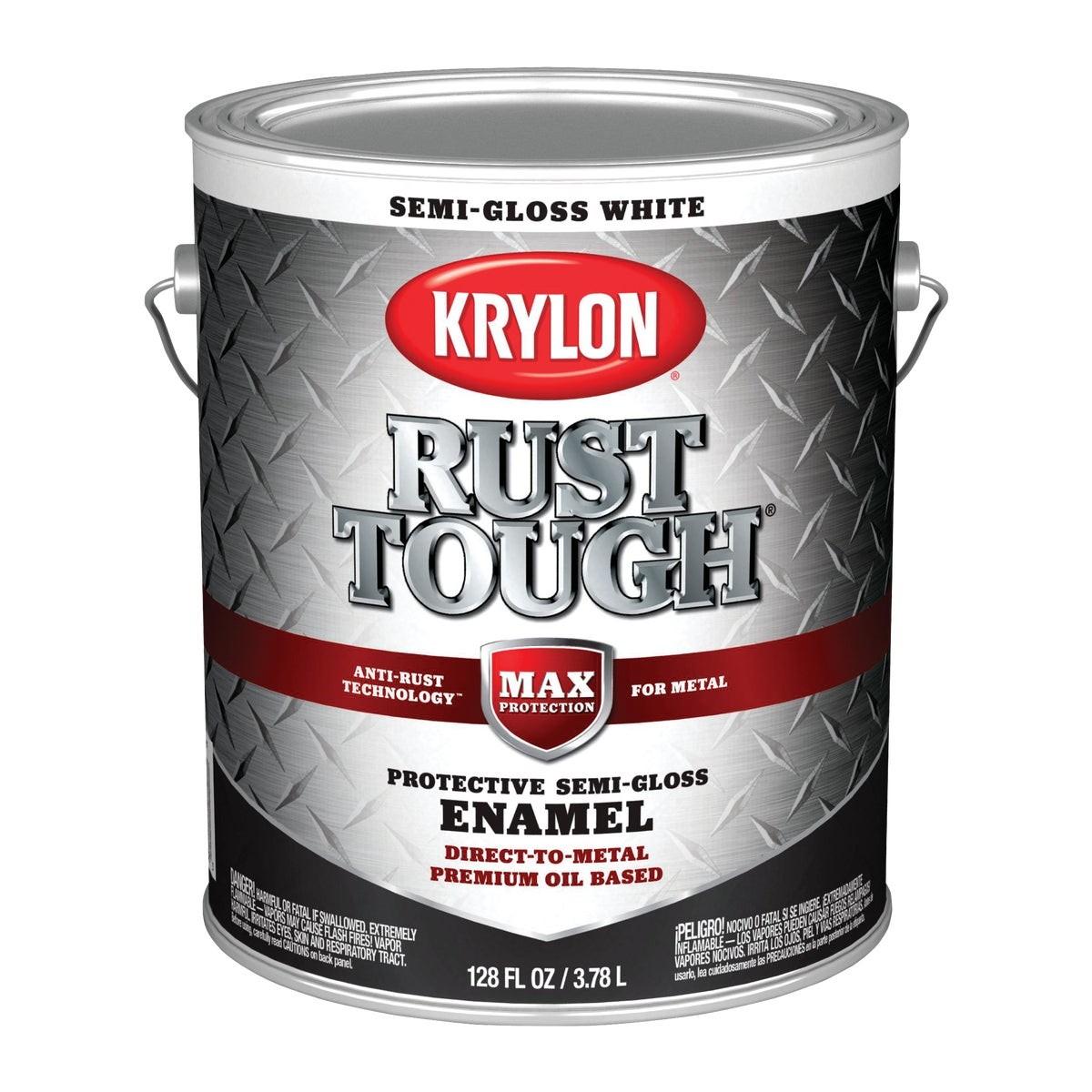 Krylon Rust Tough Oil-Based Semi-Gloss Rust Control Enamel, White, 1 Gal.
