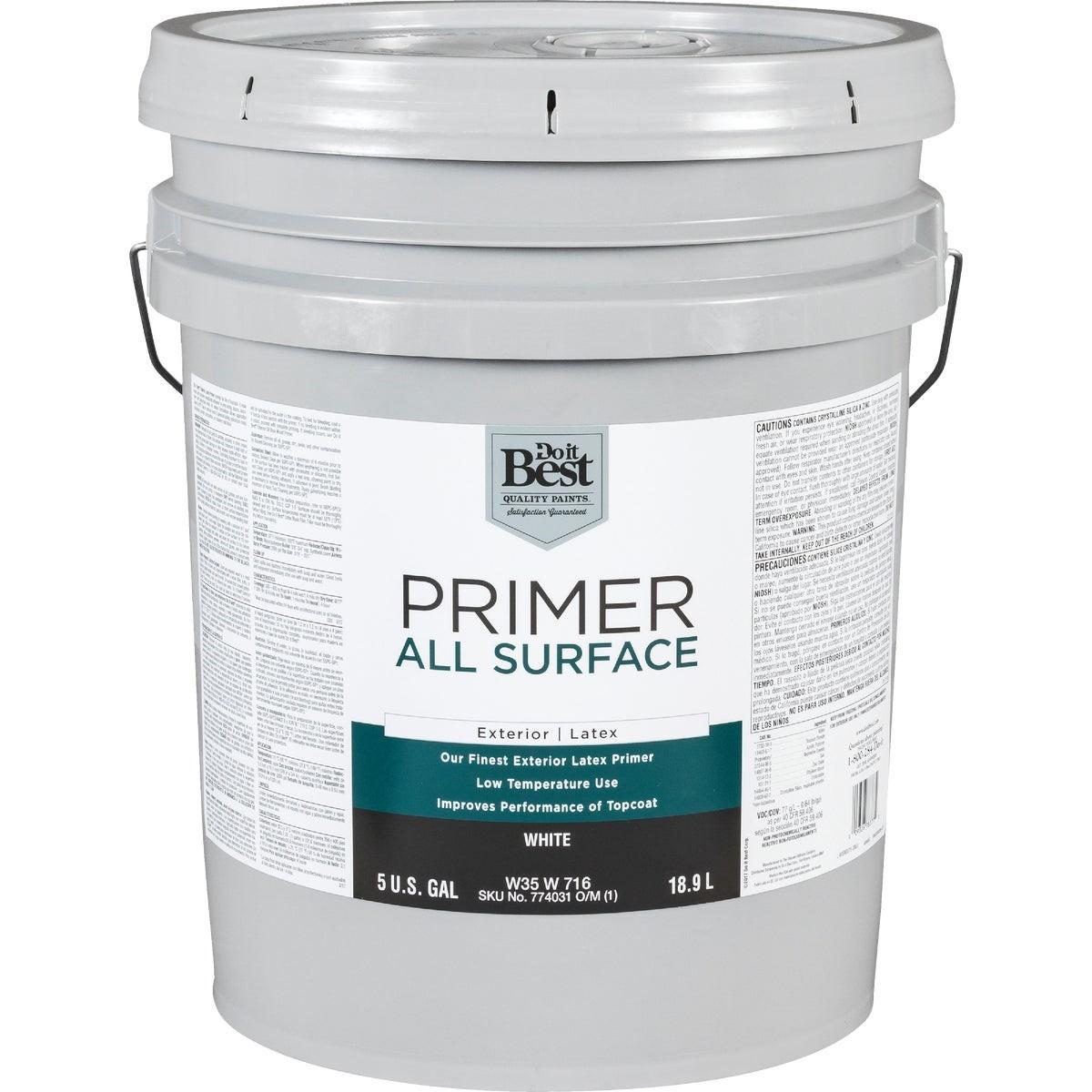 White All Surface Exterior Primer, 5 Gal.
