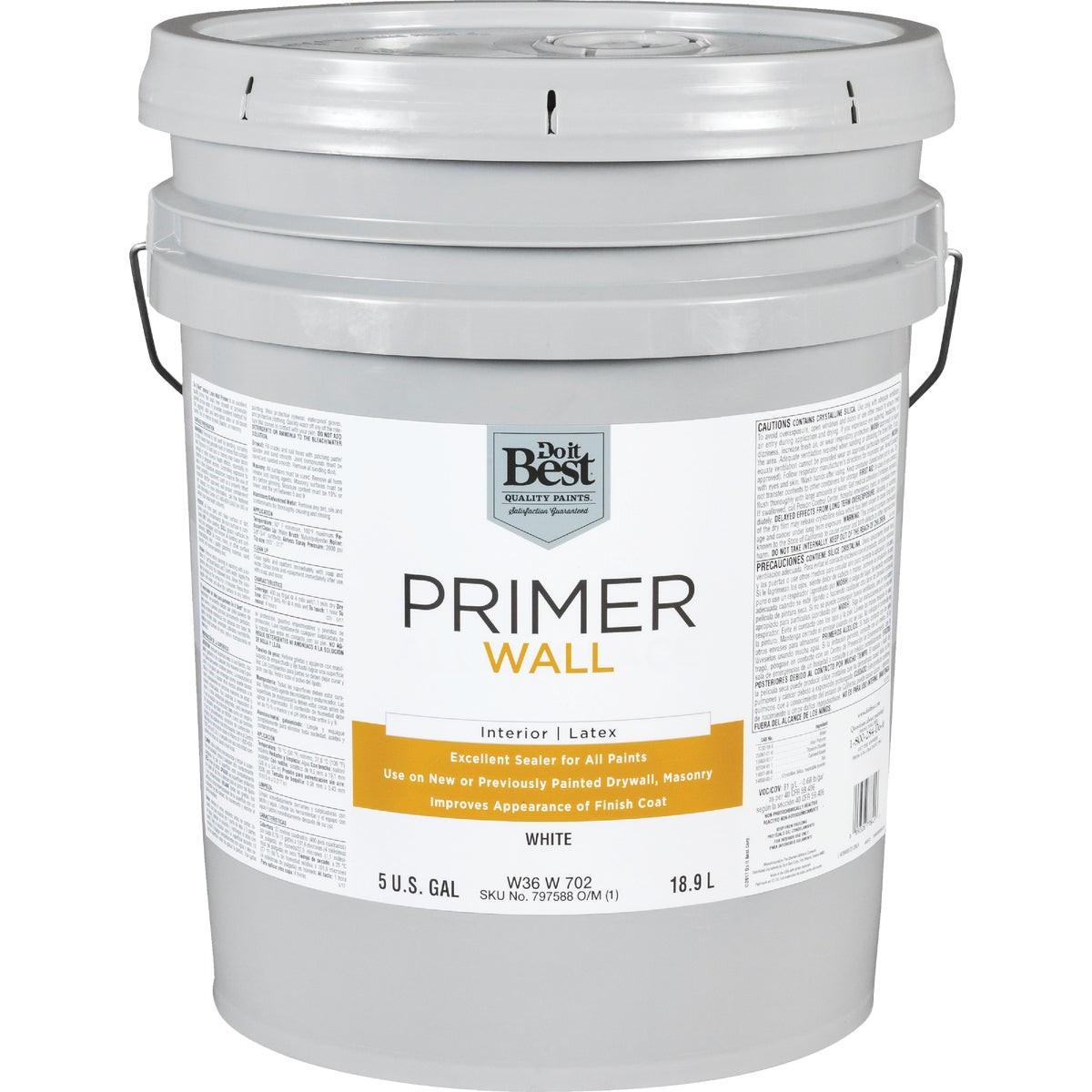 Interior Latex Wall Primer, White, 5 Gal.