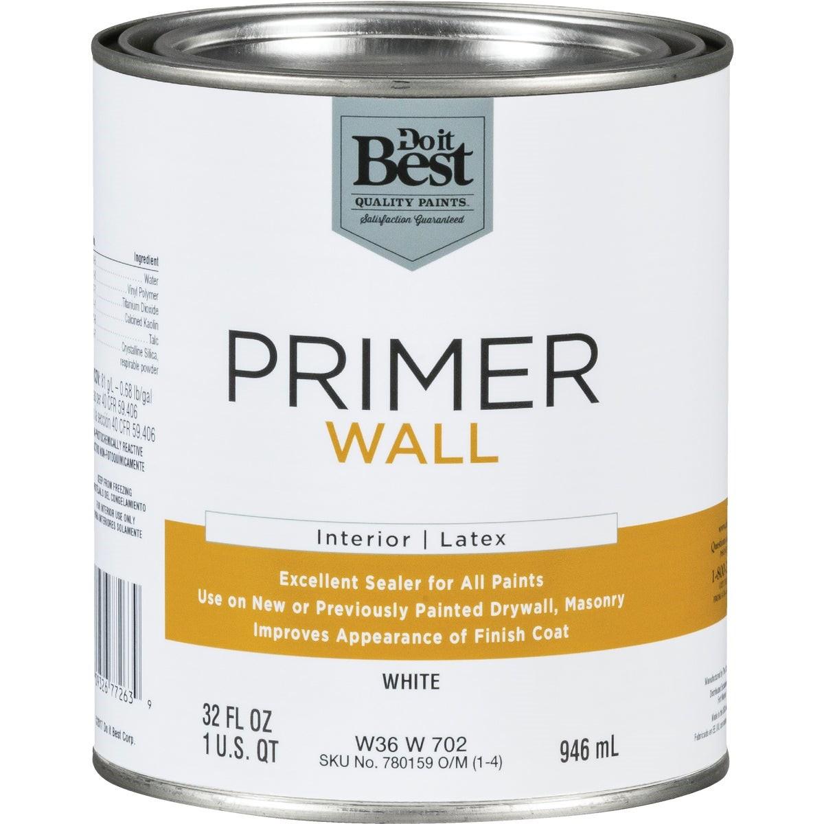 Interior Latex Wall Primer, White, 1 Qt.