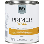Interior Latex Wall Primer, White, 1 Qt.