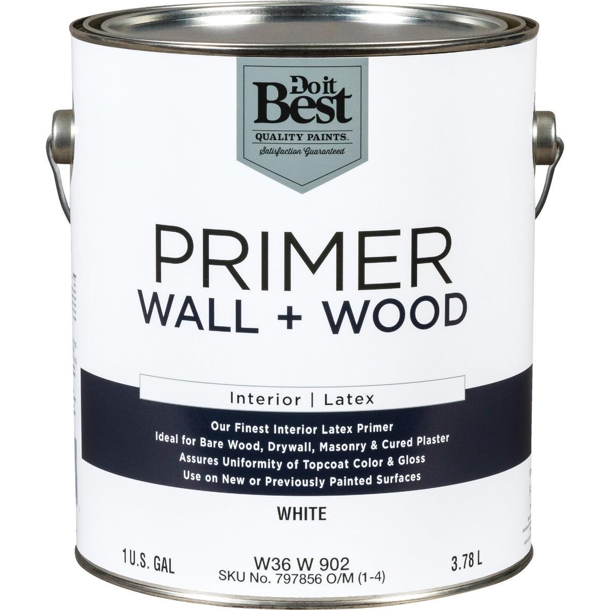 Interior Latex Wall and Wood Primer, White, 1 Gal.