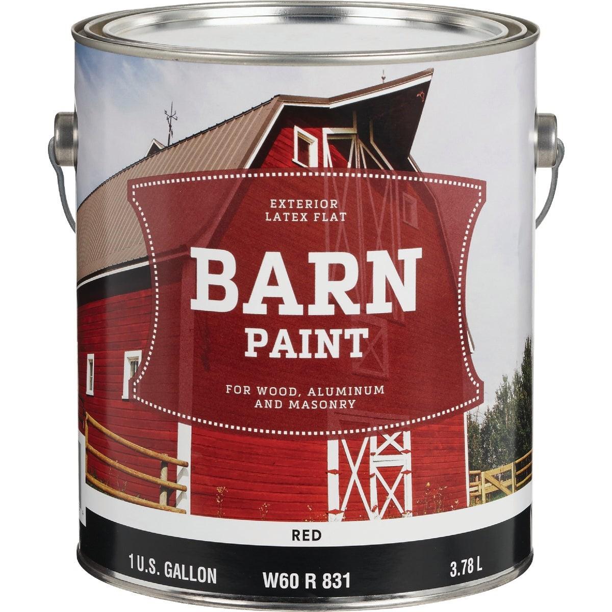 Latex Flat Exterior Barn Paint, Red, 1 Gal.