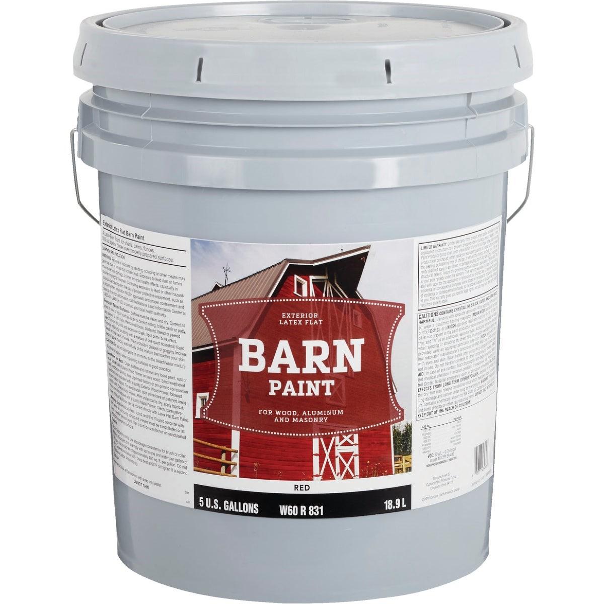 Latex Flat Exterior Barn Paint, Red, 5 Gal.