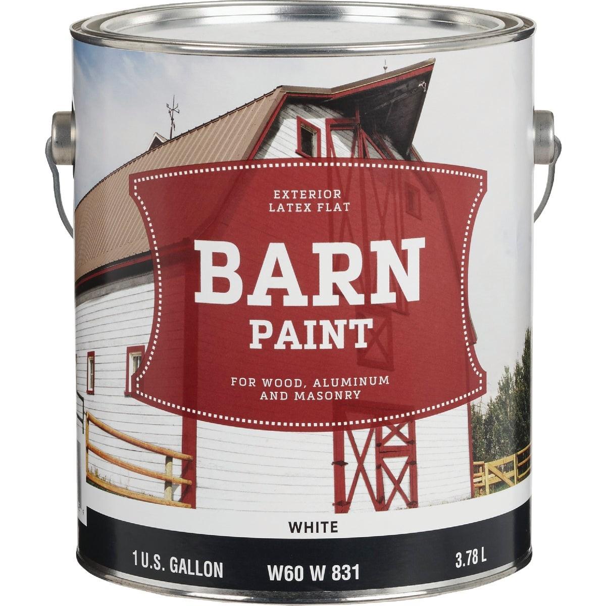 Latex Flat Exterior Barn Paint, White, 1 Gal.