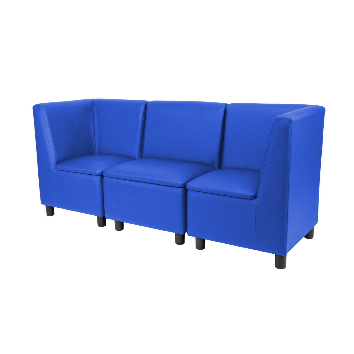 Kid Comfort Collective Modular Corner Chairs with Sofa, 3-Piece Set - Blue