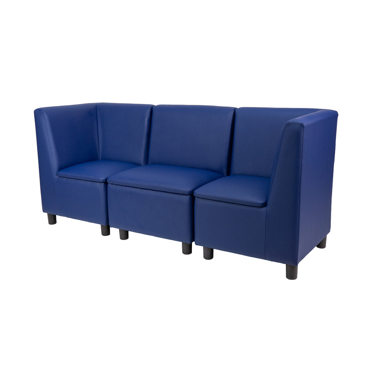 Kid Comfort Collective Modular Corner Chairs with Sofa, 3-Piece Set - Navy