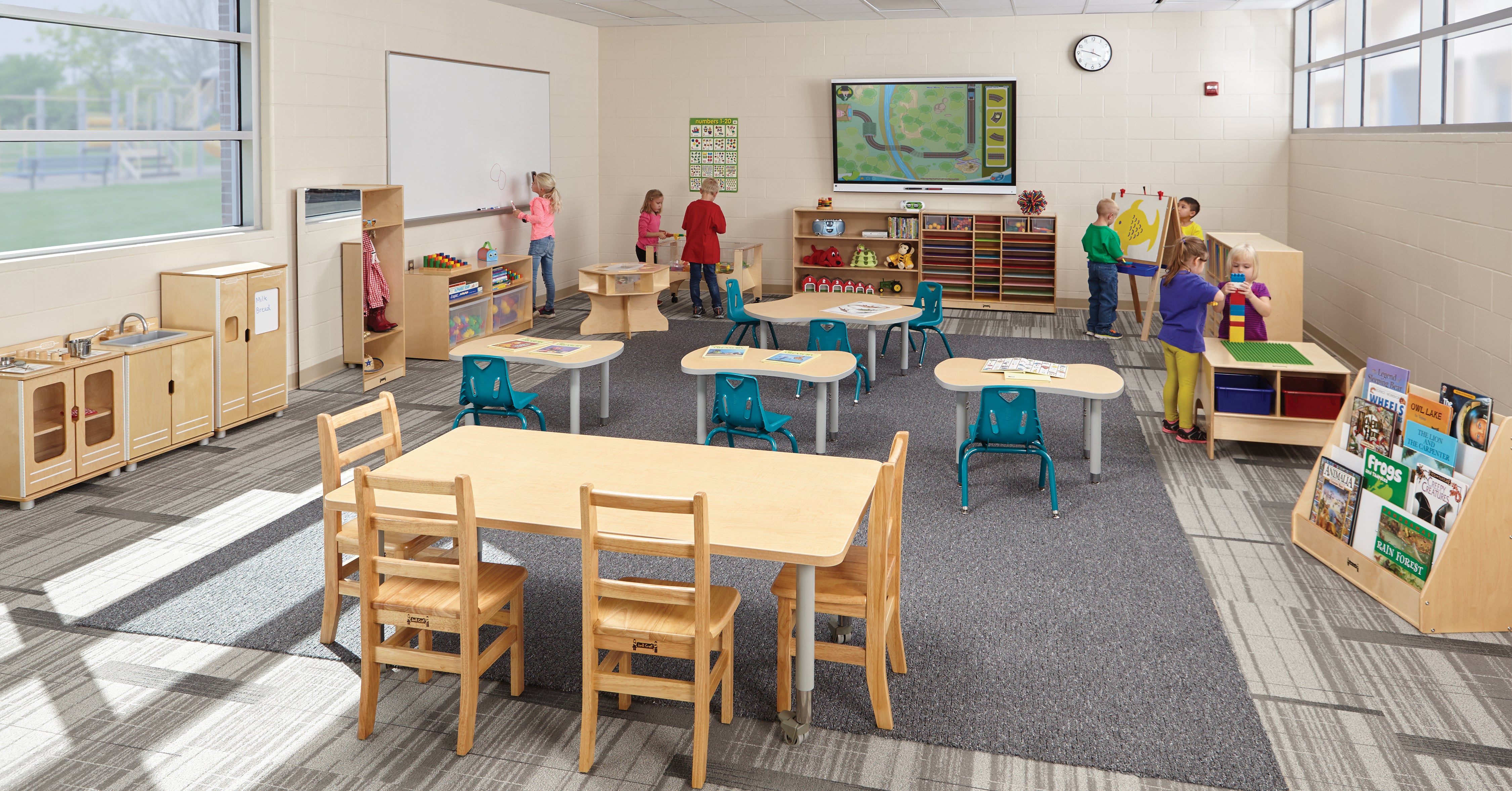 Jonti-Craft® KYDZ Building Table - Preschool Brick Compatible - with Clear Tubs